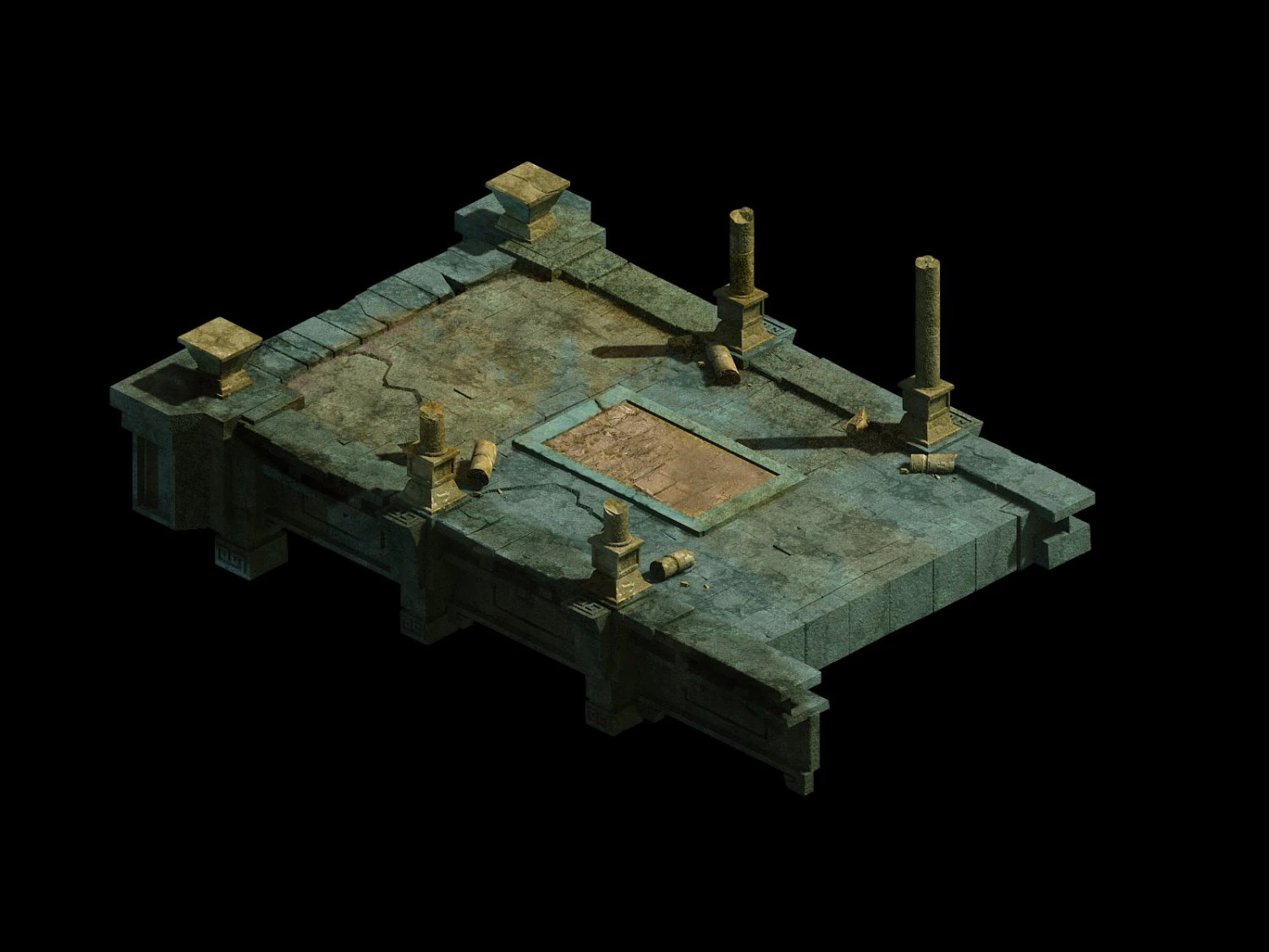 game model - underground palace platform stone gal 3D Model .c4d .max .obj .3ds .fbx .stl .blend
