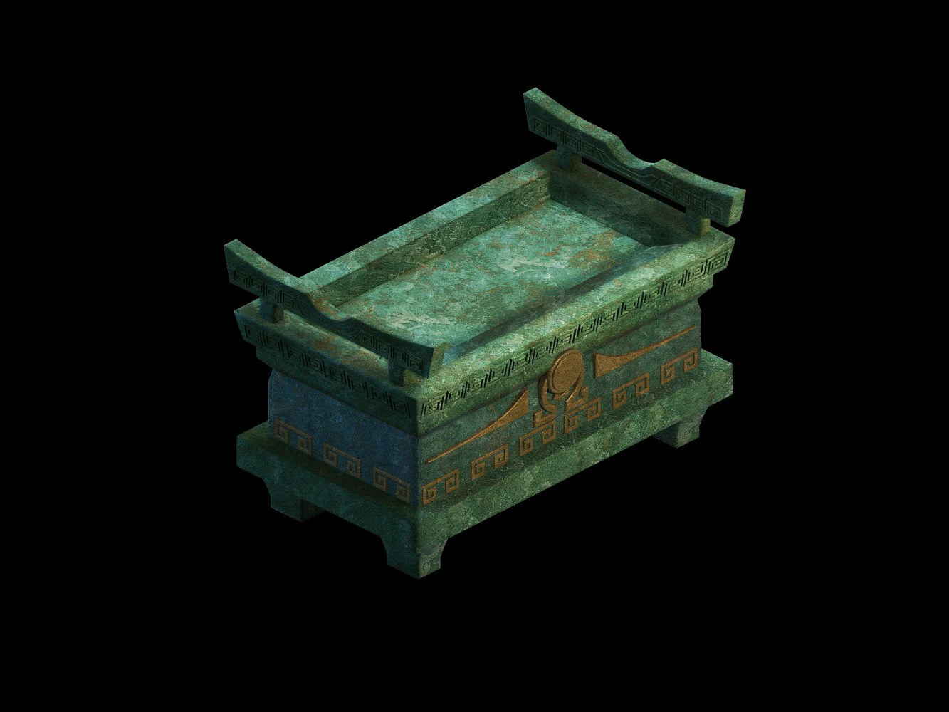 game model - underground palace bronze box 3D Model .c4d .max .obj .3ds .fbx .stl .blend