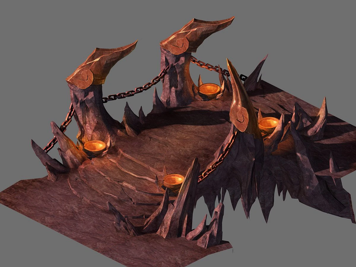 game model - hell stone bridge 3D Model .c4d .max .obj .3ds .fbx .stl .blend 