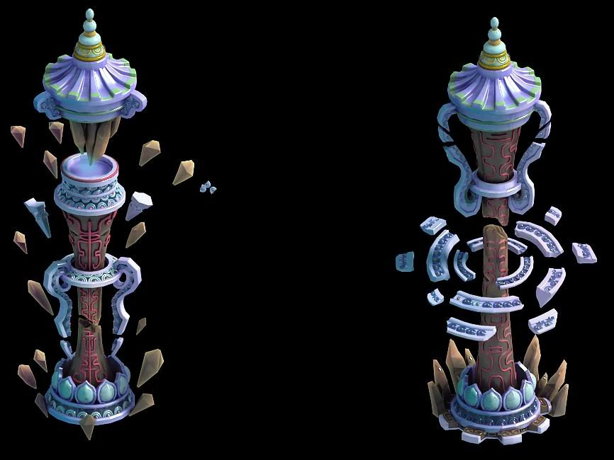 game model - rune totem stone pillars 3D Model .c4d .max .obj .3ds .fbx .stl .blend 