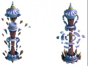 game model - rune totem stone pillars Model 3D