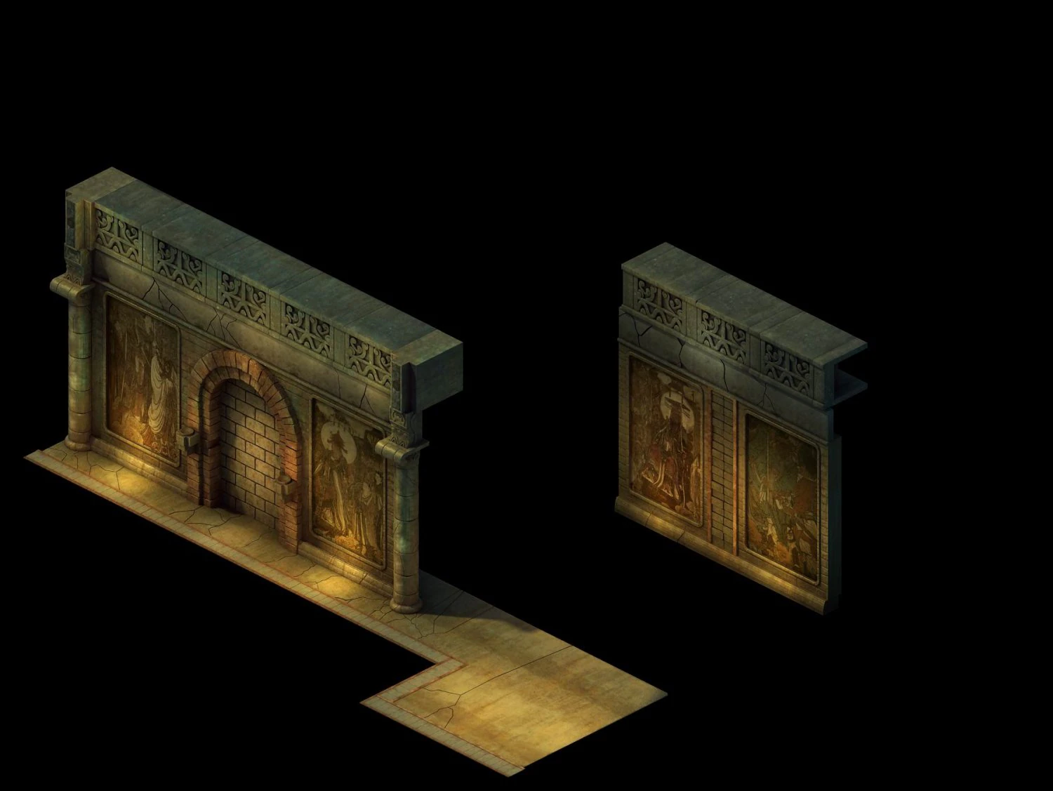 game model - ancient tomb wall 011 3D Model .c4d .max .obj .3ds .fbx .stl .blend 