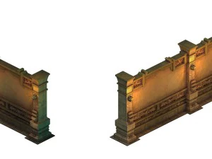 modelo de jogo - parede da tumba antiga 012 Modelo 3D