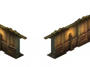 mod&egrave;le de jeu - mur de tombe antique 013 Modèle 3D