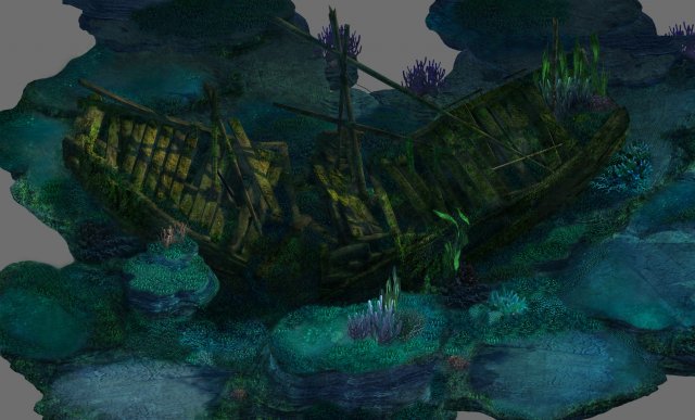 game model - undersea shipwreck -01 3D Model .c4d .max .obj .3ds .fbx .stl .blend 