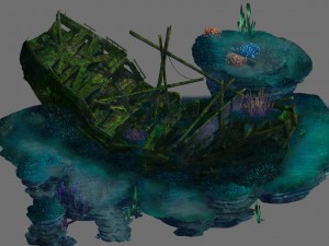 game model - undersea shipwreck -02 3D Model