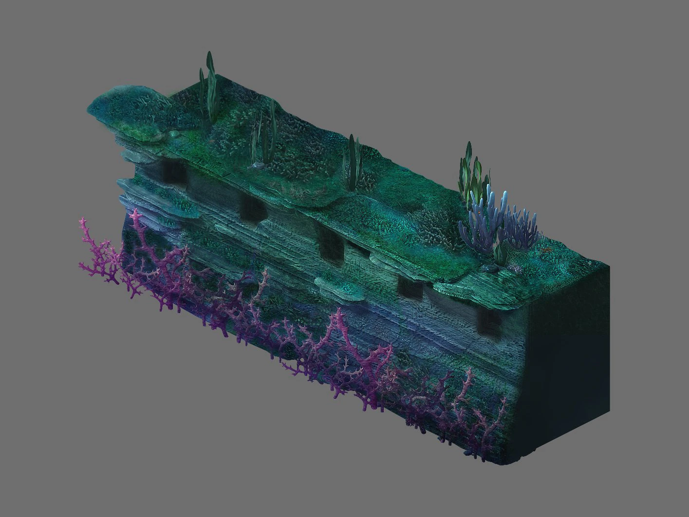 game model - underwater coral wall 2 3D Model .c4d .max .obj .3ds .fbx .stl .blend 