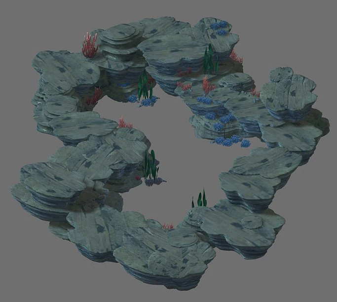 game model - seabed cliff 2 3D Model .c4d .max .obj .3ds .fbx .stl .blend