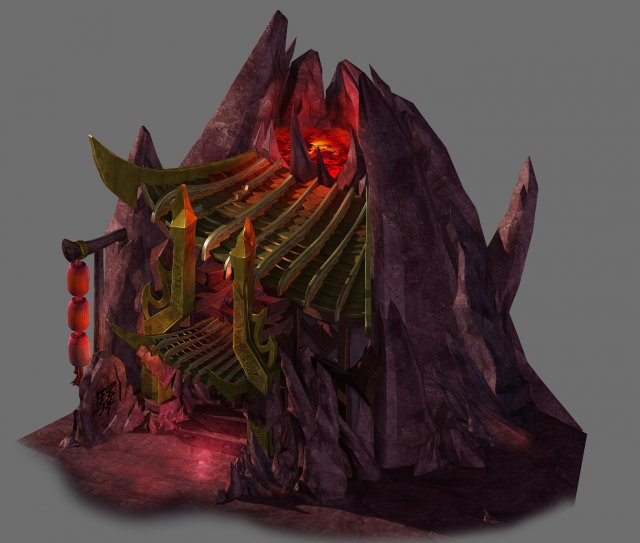 game model - the house in the volcano Modelo 3D .c4d .max .obj .3ds .fbx .stl .blend 