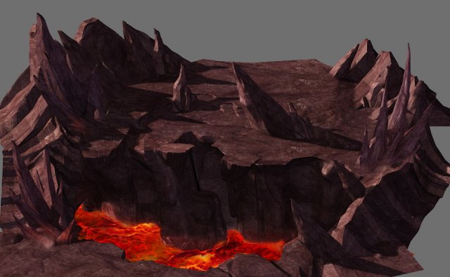 game model - volcano cliff 3D 모델 .c4d .max .obj .3ds .fbx .stl .blend 