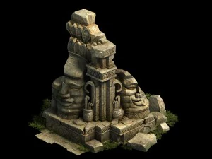 model permainan - puing-puing hutan kashayana buddha rusak Model 3D