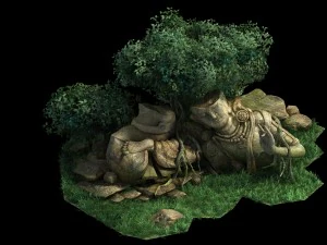 modelo de jogo - kasai buddha tra&ccedil;a floresta quebrada sta Modelo 3D