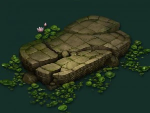 model permainan - blok teratai besar hutan kapya buddha Model 3D