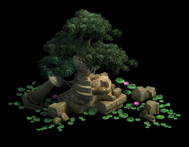game model - kashayana buddhist forest broken wate 3D Модель .c4d .max .obj .3ds .fbx .stl .blend 