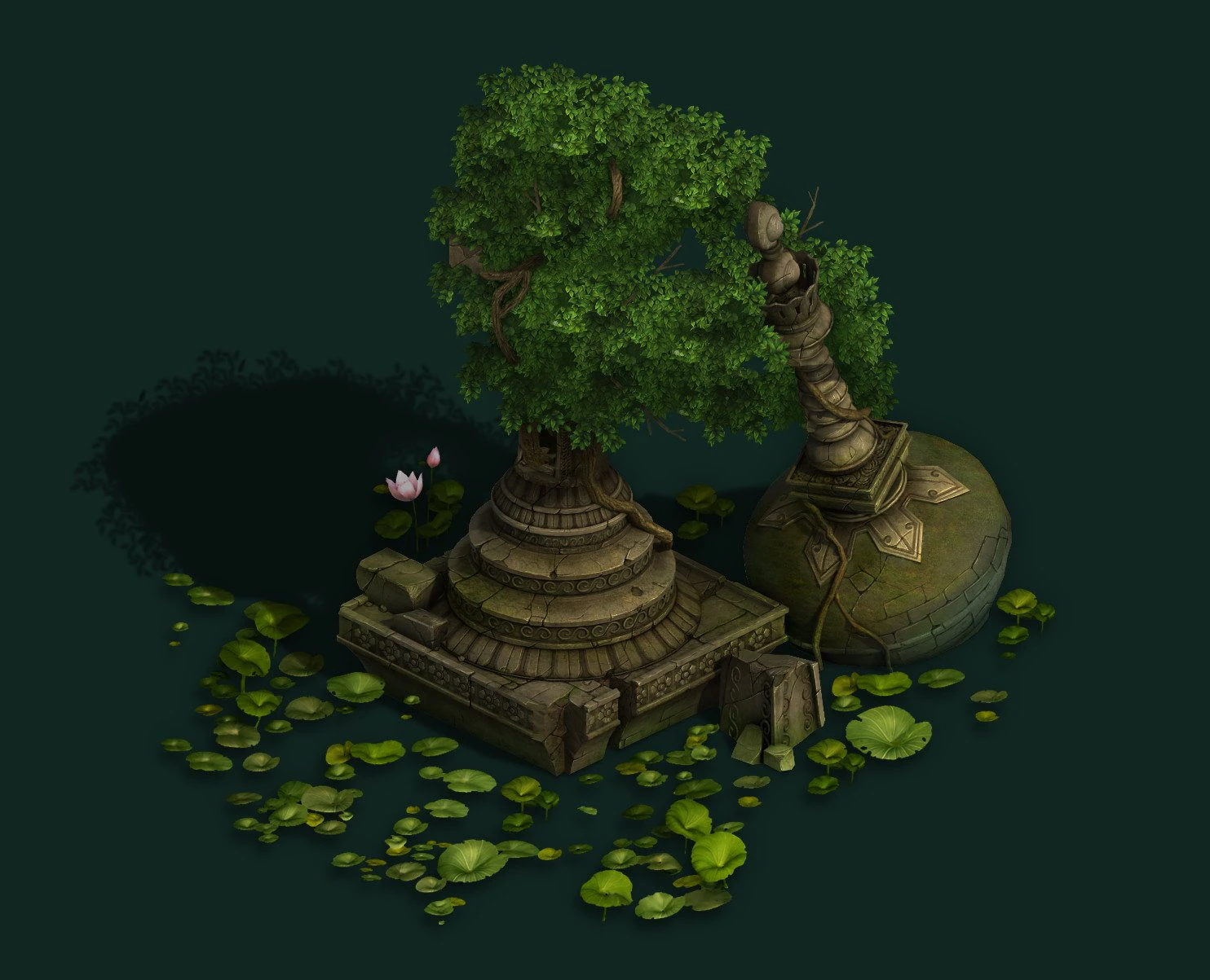 game model - kashayana buddhist forest broken wate 3D Model .c4d .max .obj .3ds .fbx .stl .blend