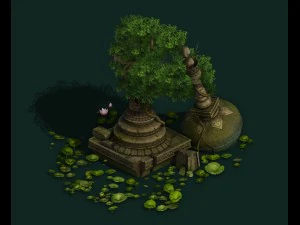 model gry - buddyjski las kashayana złamany wate Model 3D