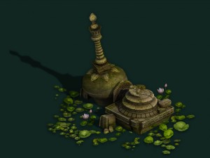 game model - kashayana buddhist forest broken wate 3D Модель