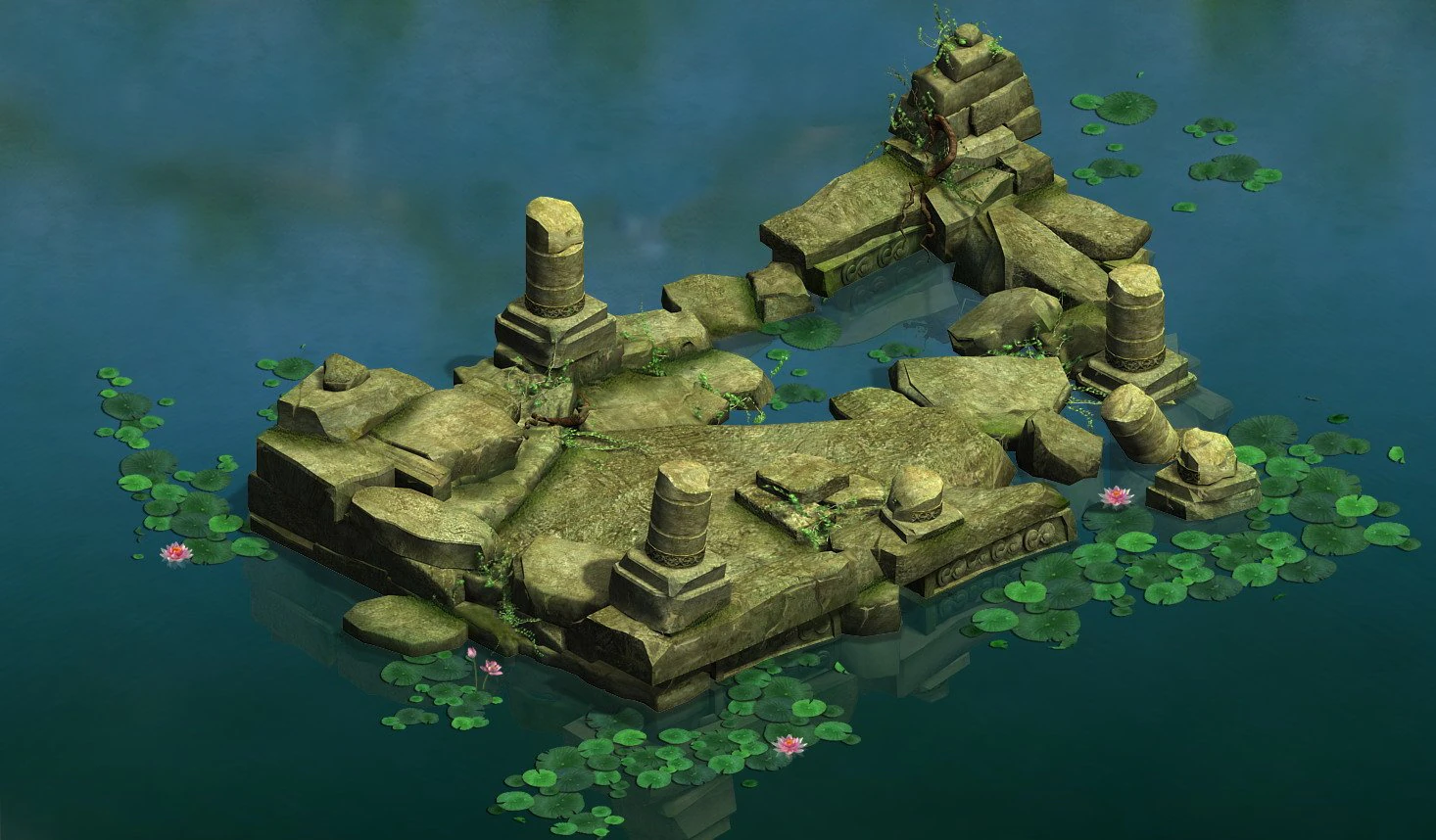 game model - kashayana buddha forest water cloiste 3D Model .c4d .max .obj .3ds .fbx .stl .blend 