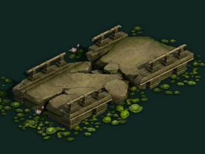 oyun modeli - kashayana budizm ormanı kırık taş 3D Model