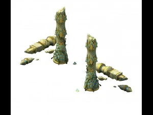 modelo de juego - jard&iacute;n - columna de nubes erosionadas 01 Modelo 3D