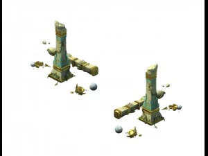 ゲームモデル - 庭園 - 侵食された雲の柱 02 3Dモデル