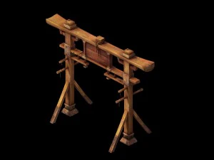 game model - hanging garden - wooden village arch 3D Model