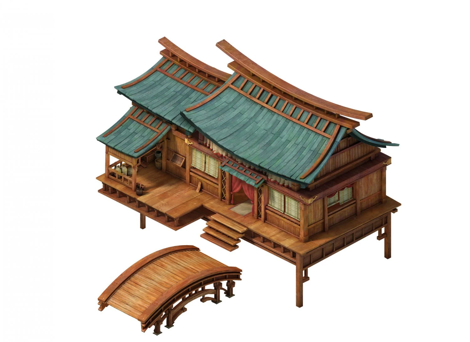 game model - hanging garden - peach blossom villag 3D Model .c4d .max .obj .3ds .fbx .stl .blend 