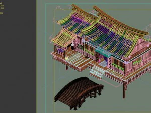 game model - hanging garden - peach blossom villag 3D Model