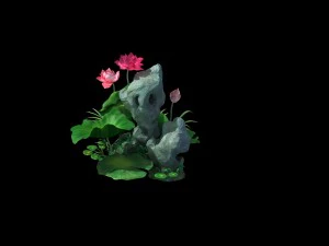 game model - hanging garden - fairy clouds flowers 3D Model