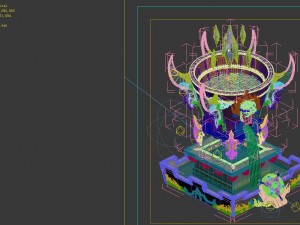 game model - hanging garden - water storage barrel Model 3D