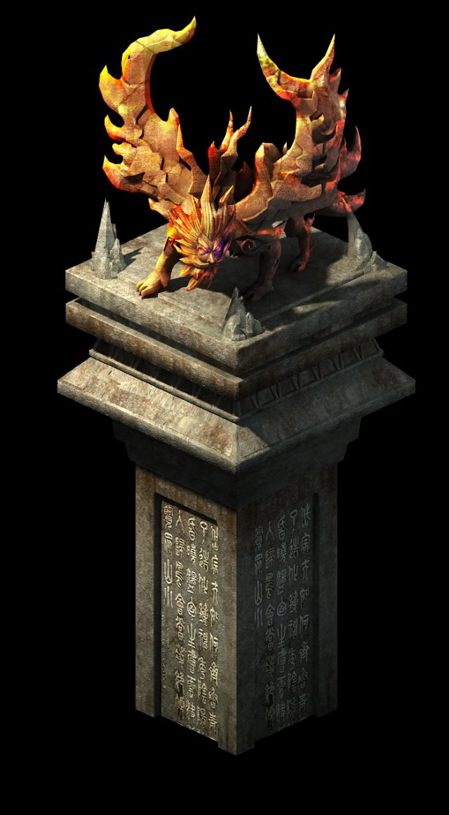 game model - refining fire temple statue 3D Model .c4d .max .obj .3ds .fbx .stl .blend