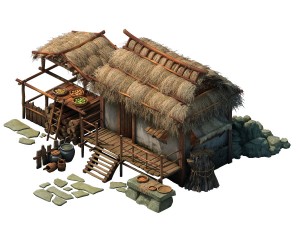 game model - thatched cottage 02 3D Model