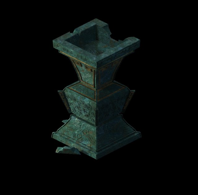 game model - broken bronze device 4 3D Model .c4d .max .obj .3ds .fbx .stl .blend 