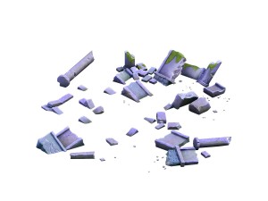 game model - broken artificial slate surface Model 3D