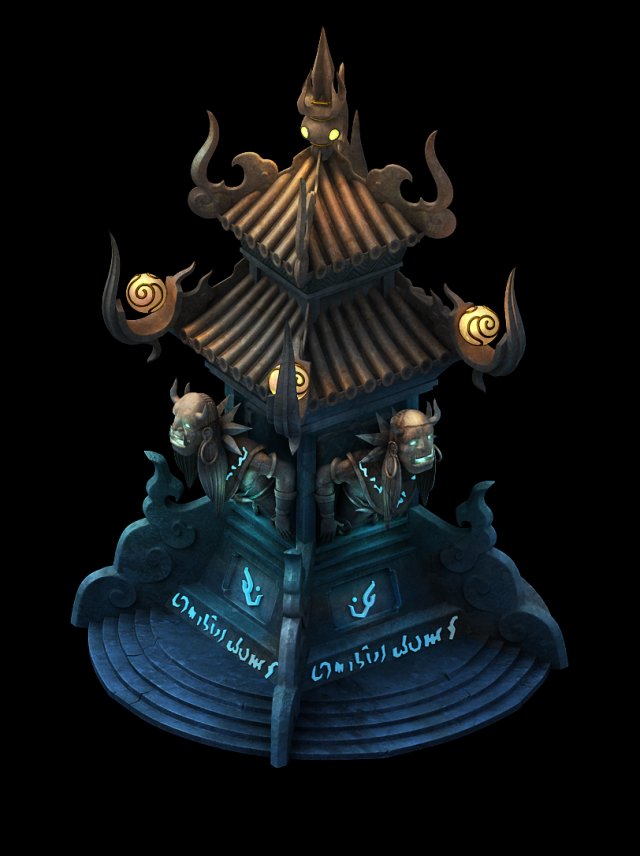 game model - stone carving - tower 3Dモデル .c4d .max .obj .3ds .fbx .stl .blend