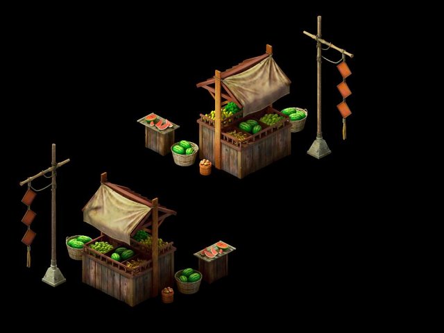 game model - fruit stall Model 3D .c4d .max .obj .3ds .fbx .stl .blend 