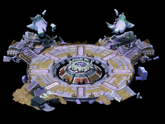 game model - quartet altar old ruins 02 Model 3D .c4d .max .obj .3ds .fbx .stl .blend