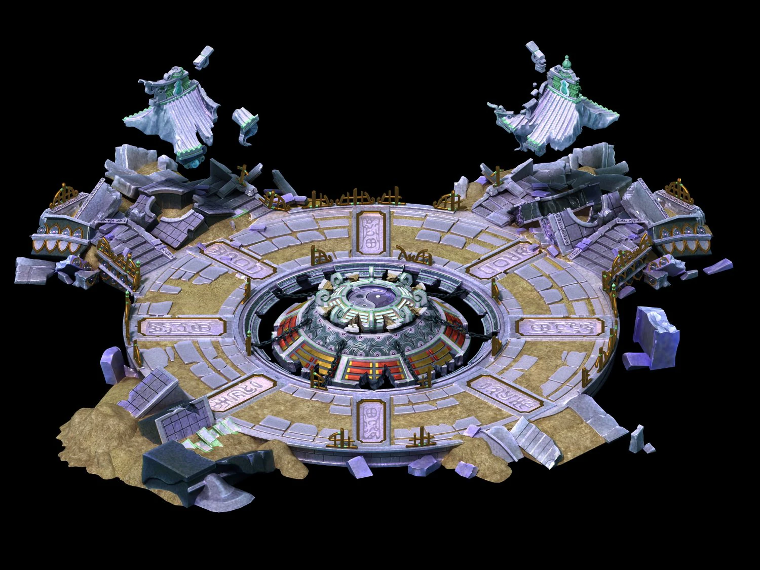 game model - quartet altar old ruins 02 3D Model .c4d .max .obj .3ds .fbx .stl .blend