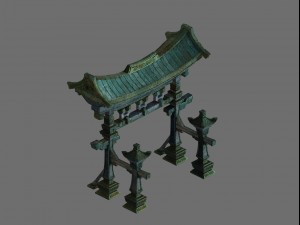 game model - the entrance of the large area of fou Modelo 3D