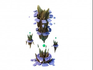 game model - broken star with prominent rock pilla 3D Model