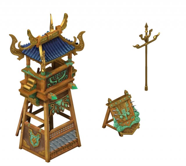 game model - army barracks gate 3D मॉडल .c4d .max .obj .3ds .fbx .stl .blend 