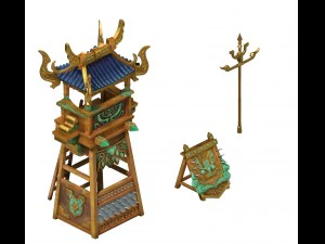 model gry - brama koszar wojskowych Model 3D