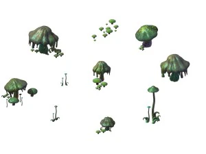 spelmodel - sc&egrave;ne van de gifvallei - giftige paddestoel 3D Model
