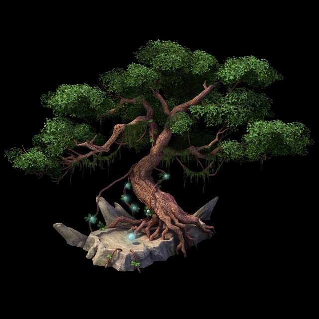 game model - moon white tree 3D Модель .c4d .max .obj .3ds .fbx .stl .blend 