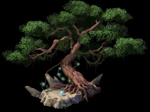 model permainan - pohon putih bulan Model 3D