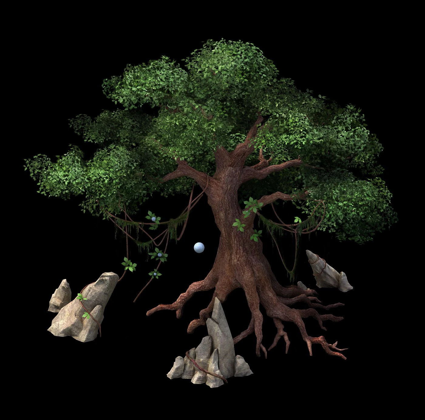 game model - moon white tree 02 3D Model .c4d .max .obj .3ds .fbx .stl .blend 