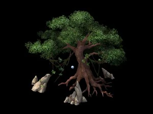 game model - moon white tree 02 3D Model