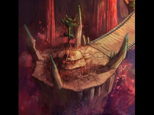 절벽 종교 제단 위에 세워진 조로아스터교 3D 모델