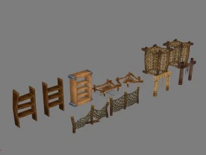 modelo de jogo - caixa de garrafa de barril de fogo de escada 02 Modelo 3D