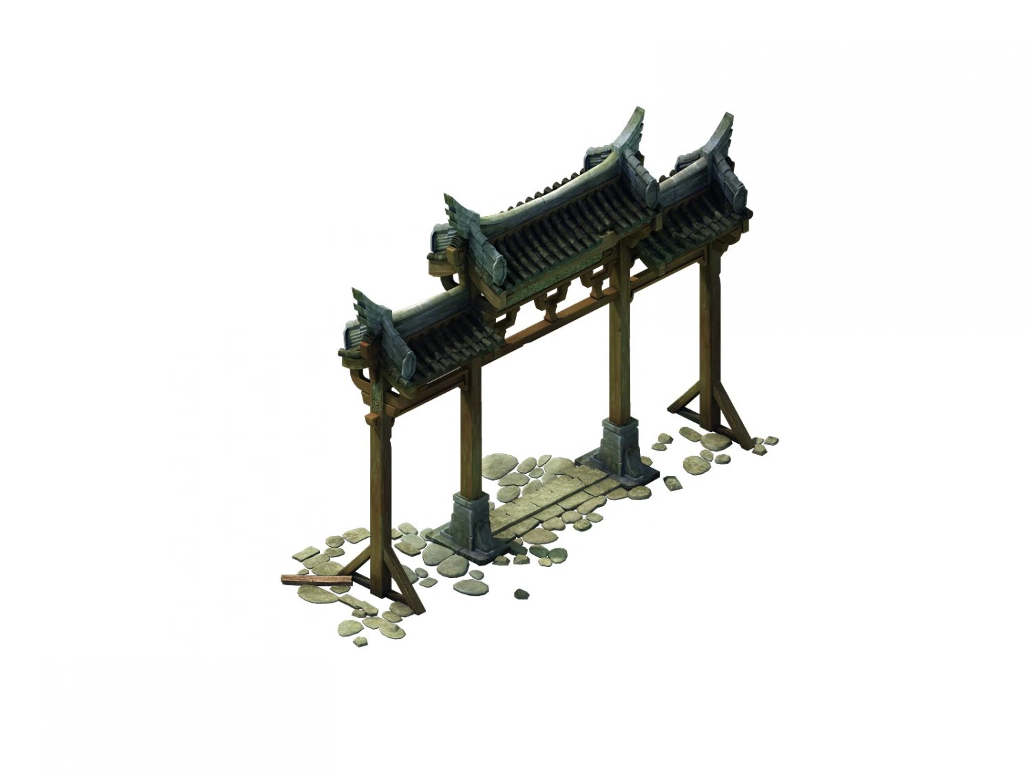 game model - prairie scene - archway 01 3D Model .c4d .max .obj .3ds .fbx .stl .blend 